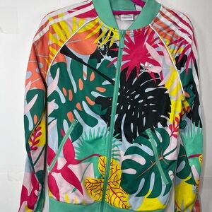 Adidas Women's Vibrant Leaf Print Bomber Jacket - Multicolor